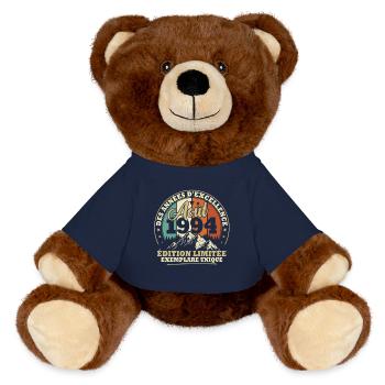Vintage Août 1994 Vintage Cadeau Anniversaire - Nounours RecycelBär® marron - bleu marine - Devant