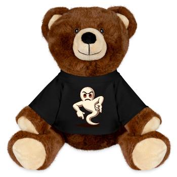 Cool Ghost Gives Thumbs Down Funny Halloween - MiniFeet® RecycelBär® Teddy Bear Brown - black - Front