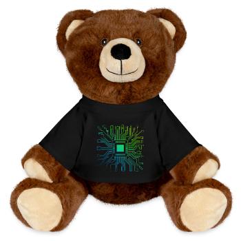 Colorful Computer Circuit Board Tech Electronic - MiniFeet® RecycelBär® Teddy Bear Brown - black - Front