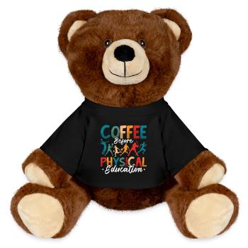 P.E Instructor Coffee Before Phys Ed Coffee Lover - MiniFeet® RecycelBär® Braun - Schwarz - Vorne