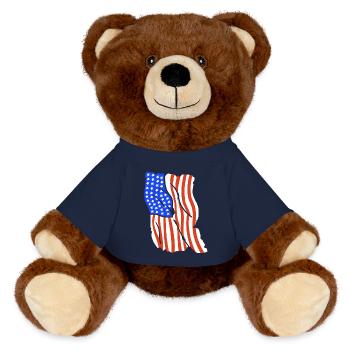Amerikanische Flagge 4. Juli Patriotisch - MiniFeet® RecycelBär® Braun - French Navy - Vorne