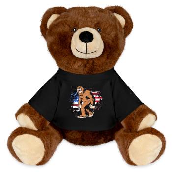 Fourth of July National Colors National Day United States - MiniFeet® RecycelBär® Teddy Bear Brown - black - Front