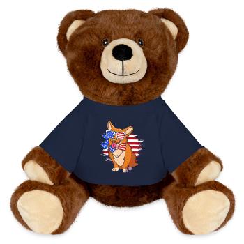 Vierter Juli Nationalfarben Nationalfeiertag USA - MiniFeet® RecycelBär® Braun - French Navy - Vorne