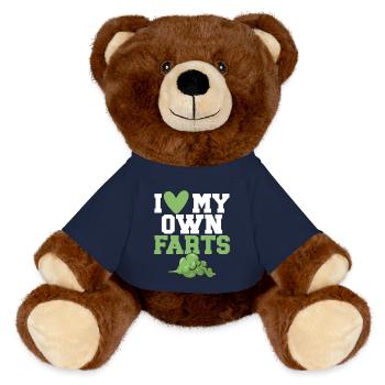 fart farting farting farting - MiniFeet® RecycelBär® Teddy Bear Brown - french navy - Front