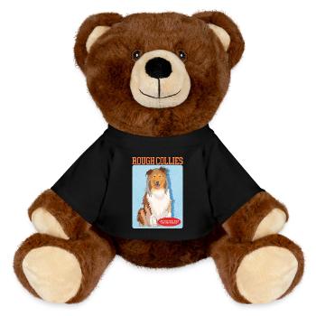 Collie Dogs Longhair Collie Gift - MiniFeet® RecycelBär® Teddy Bear Brown - black - Front