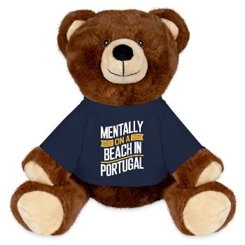 Souvenir Mentalement Sur Une Plage Au Portugal - Nounours RecycelBär® marron - bleu marine - Devant