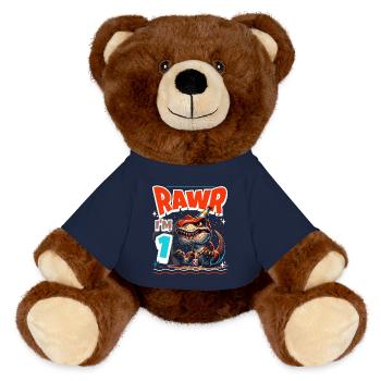 1er anniversaire Rawr T Rex Dinosaure - Nounours RecycelBär® marron - bleu marine - Devant