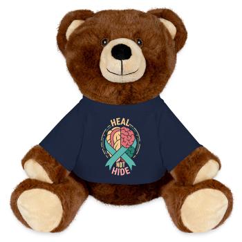 Depression Help - Mental Breakdown - MiniFeet® RecycelBär® Teddy Bear Brown - french navy - Front