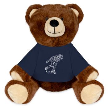 Roller Skate Girl Sketch - MiniFeet® RecycelBär® Teddy Bear Brown - french navy - Front