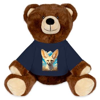 Fennec Fox Fenneks Fennek - MiniFeet® RecycelBär® Teddy Bear Brown - french navy - Front