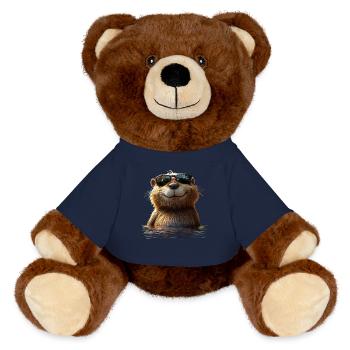 Biber Motiv Biberflüsterer Nagetiere Süßer Biber - MiniFeet® RecycelBär® Braun - French Navy - Vorne