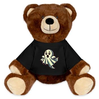 Erschrockenes Gespenst Lustiges Geister Design - MiniFeet® RecycelBär® Braun - Schwarz - Vorne
