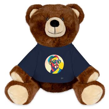 Contemporary Art by a Modern Man - MiniFeet® RecycelBär® Teddy Bear Brown - french navy - Front