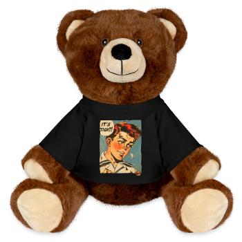 Vintage 50s Cartoon Boy: That's Tight! - MiniFeet® RecycelBär® Teddy Bear Brown - black - Front