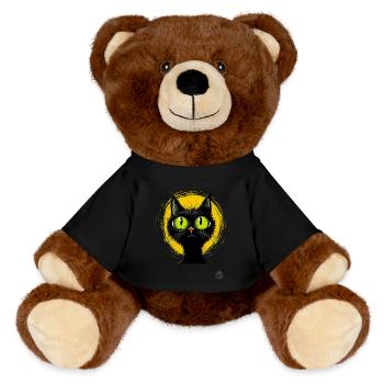 Green Eyes: Retro Cartoon Cat - MiniFeet® RecycelBär® Teddy Bear Brown - black - Front