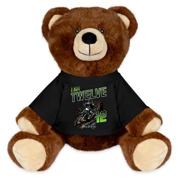Motocross 12th Birthday - MiniFeet® RecycelBär® Teddy Bear Brown - black - Front