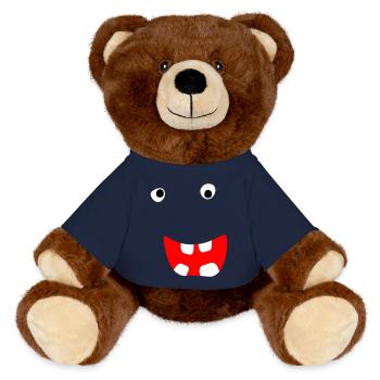 Monster Halloween Comic gruselig Gesicht cool Face - MiniFeet® RecycelBär® Braun - French Navy - Vorne