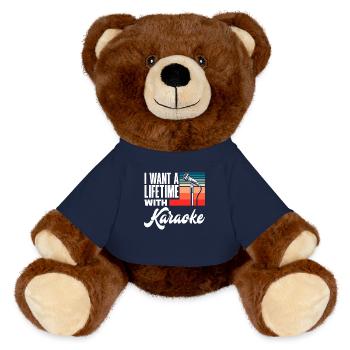I want to sing karaoke for a lifetime - MiniFeet® RecycelBär® Teddy Bear Brown - french navy - Front