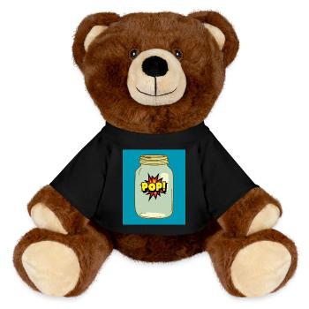 Pop! in a Jar – Fun Comic Style Design - MiniFeet® RecycelBär® Teddy Bear Brown - black - Front
