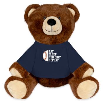 Baseball Sport Baseballspieler Pitcher Catcher USA - MiniFeet® RecycelBär® Braun - French Navy - Vorne