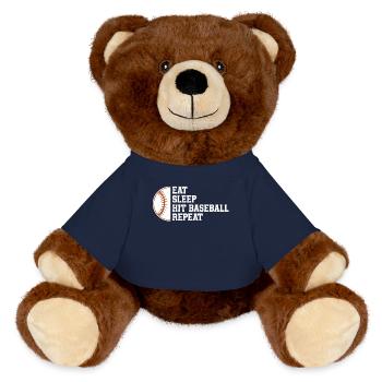 Baseball Sports Joueur de baseball Lanceur Receveur États-Unis - Nounours RecycelBär® marron - bleu marine - Devant