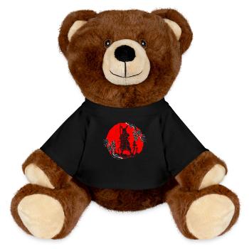 Kanji Japan Katana Sword Ninja Samurai - MiniFeet® RecycelBär® Teddy Bear Brown - black - Front