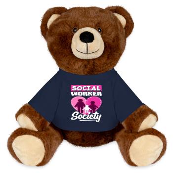 Sozialarbeiter Gesellschaft Herz Familie - MiniFeet® RecycelBär® Braun - French Navy - Vorne