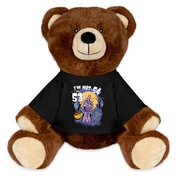 54th Birthday Zombie Party - 53 + Finger - MiniFeet® RecycelBär® Teddy Bear Brown - black - Front