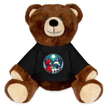 Märchen Rotkäppchen Wolf Kinder Niedlich Fantasie - MiniFeet® RecycelBär® Braun - Schwarz - Vorne
