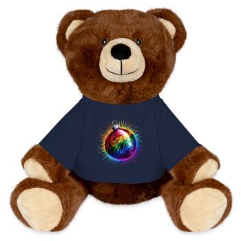 Regenbogen Weihnachtskugel LGBTQ Weihnachten - MiniFeet® RecycelBär® Braun - French Navy - Vorne