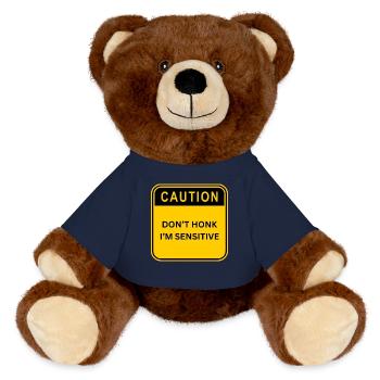 DON T HONK I M SENSITIVE SHIELD - MiniFeet® RecycelBär® Teddy Bear Brown - french navy - Front
