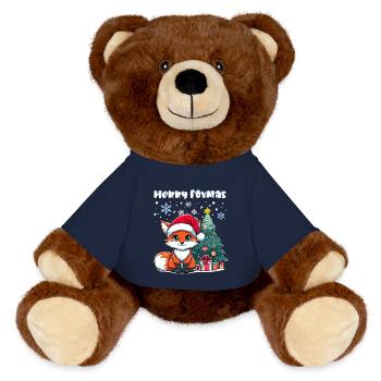 Weihnachten Fuchs Weihnachtsbaum Kinder Niedlich - MiniFeet® RecycelBär® Braun - French Navy - Vorne