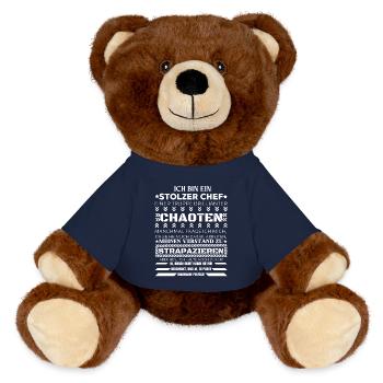 ICH BIN EINE STOLZER CHEF BRILLIANTER CHAOTEN - MiniFeet® RecycelBär® Braun - French Navy - Vorne