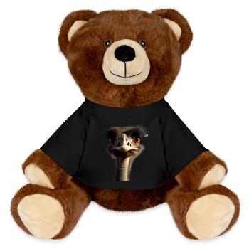 Strauss Vogel Strauß Großer Emu Laufvogel Sträuße - MiniFeet® RecycelBär® Braun - Schwarz - Vorne