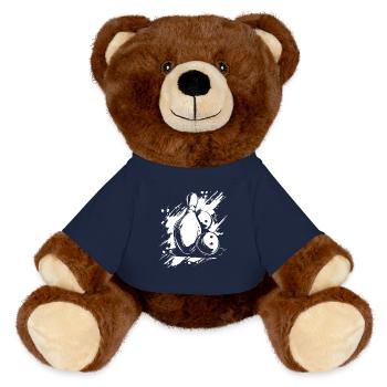 Bowling Graphics - MiniFeet® RecycelBär® Teddy Bear Brown - french navy - Front