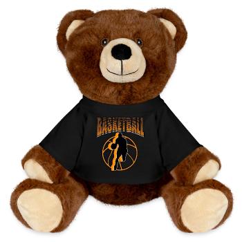 Sports Baller Hoops Player Basketball - MiniFeet® RecycelBär® Teddy Bear Brown - black - Front