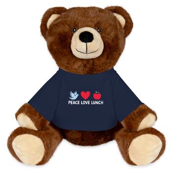 Paix Amour Déjeuner Cantine cafétéria humour - Nounours RecycelBär® marron - bleu marine - Devant