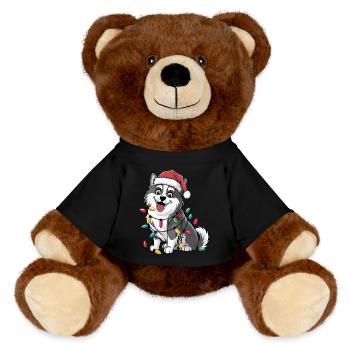 Eskimo Noël Lumières Noël Chiens Cadeaux - Nounours RecycelBär® marron - noir - Devant