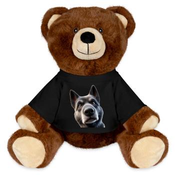 Hund Kopf 2 - MiniFeet® RecycelBär® Braun - Schwarz - Vorne