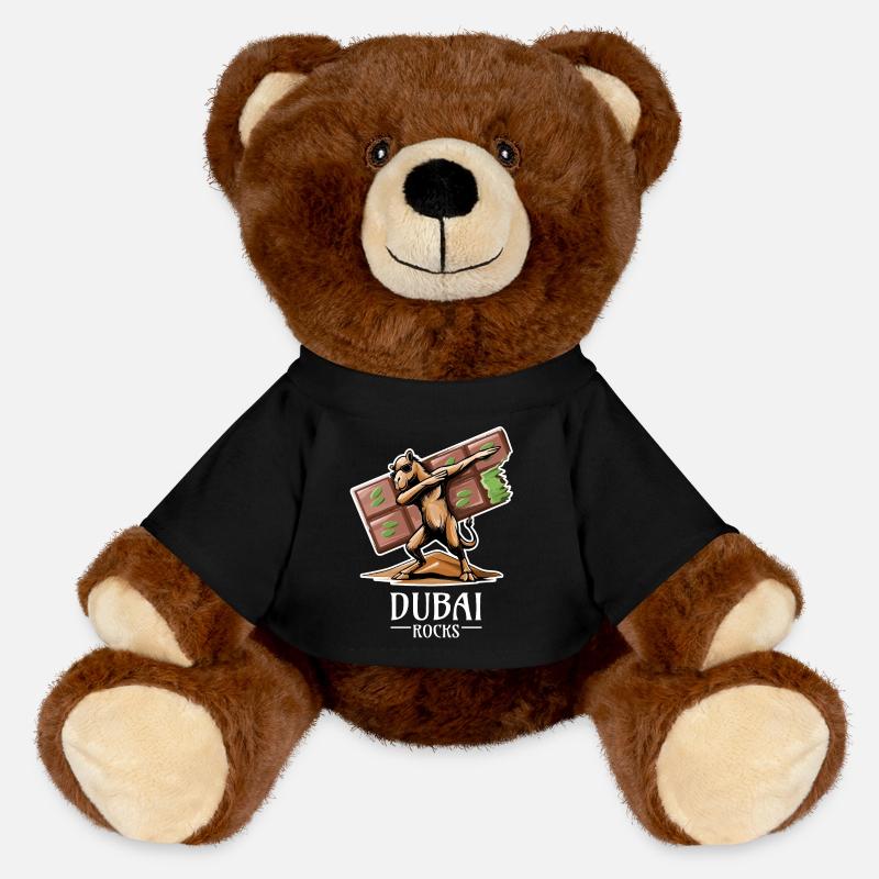 Dubai Rocks - Cool Dabbing Dromedary Design - MiniFeet® RecycelBär® Teddy Bear Brown - black