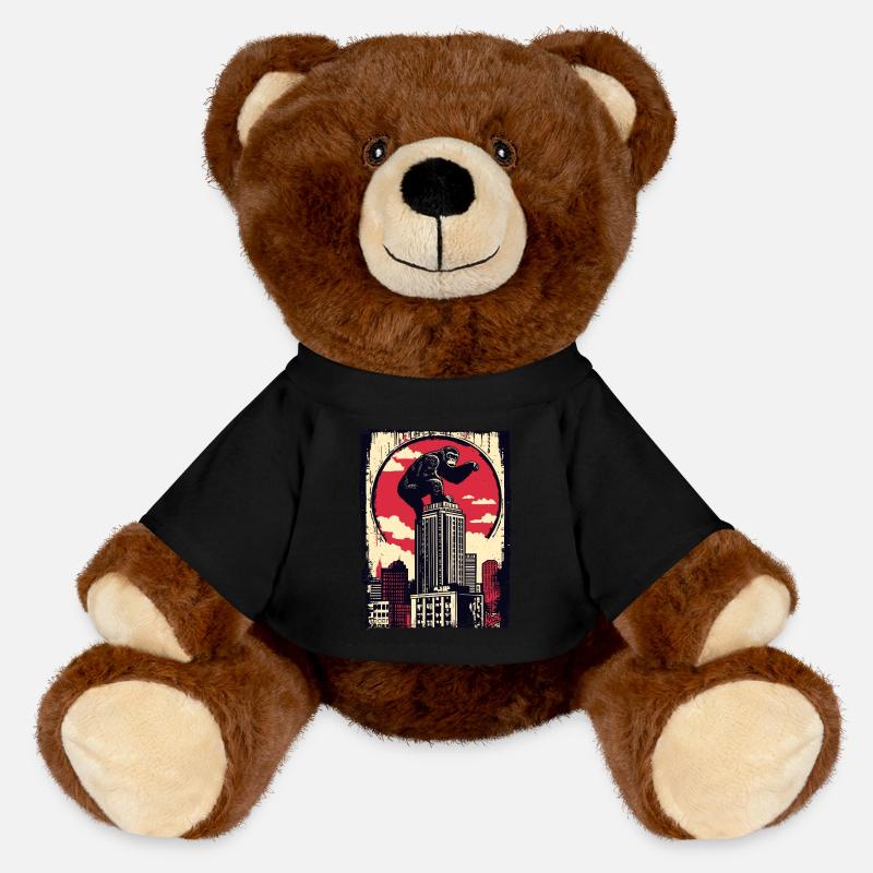 Funny chimpanzee climbs skyscraper - MiniFeet® RecycelBär® Teddy Bear Brown - black