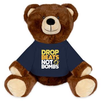 Techno Lover: Drop Beats Not Bombs Style - MiniFeet® RecycelBär® Teddy Bear Brown - french navy - Front