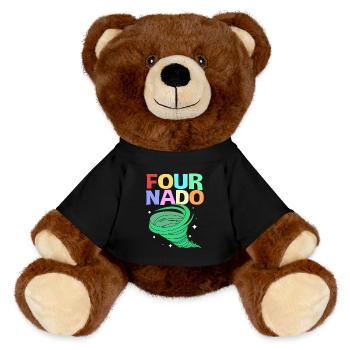 Tornado Birthday Children's Birthday Party - MiniFeet® RecycelBär® Teddy Bear Brown - black - Front