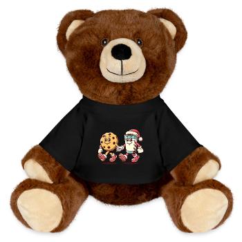 Biscuits and milk Christmas friends - MiniFeet® RecycelBär® Teddy Bear Brown - black - Front