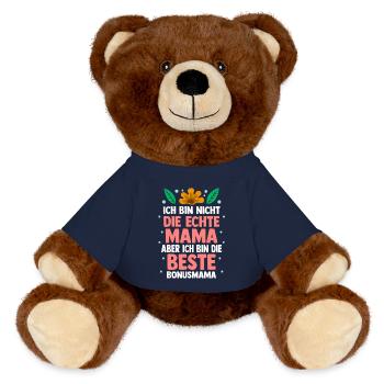 Stiefmutter Pflegemutter Ziehmutter Bonusmama - MiniFeet® RecycelBär® Braun - French Navy - Vorne