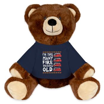 Fire Truck Children's Birthday Party - MiniFeet® RecycelBär® Teddy Bear Brown - french navy - Front