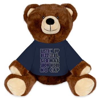 Listen Up Rizzlers, Sigmas Show Work No Cap - - MiniFeet® RecycelBär® Braun - French Navy - Vorne
