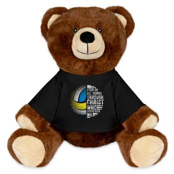 Mit Volleyball kann ich alles machen - MiniFeet® RecycelBär® Braun - Schwarz - Vorne