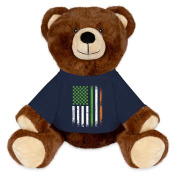 Patriotic Irish American Flag Ireland St. Patricks - MiniFeet® RecycelBär® Teddy Bear Brown - french navy - Front