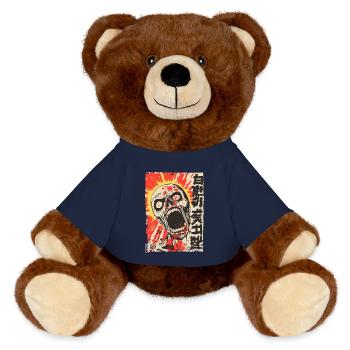 Screaming Japanese skull - MiniFeet® RecycelBär® Teddy Bear Brown - french navy - Front